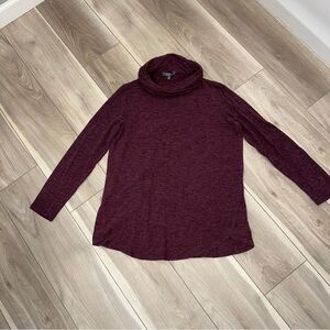 Lisa Rinna Collection Maroon Sweater stretchy tunic cowl neck